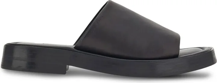 Crossover-Strap Leather Slides