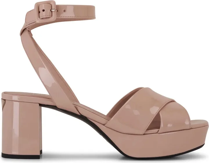 Crossover-Strap Patent-Leather Sandals