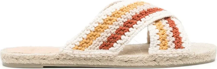 Crossover-Strap Raffia Espadrilles