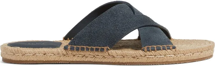 Crossover-Strap Suede Espadrilles