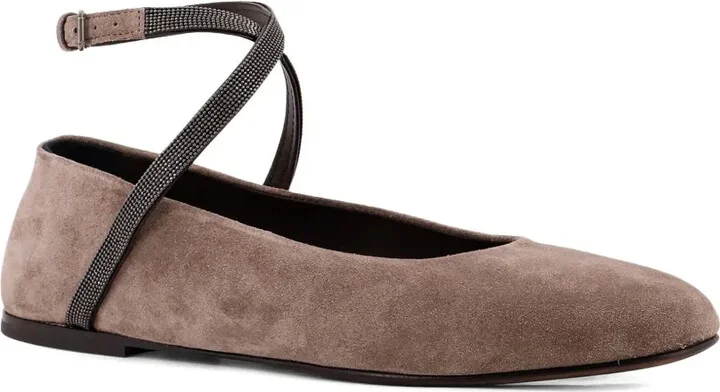 Crossover Strap Suede Flat Pumps - Image 2