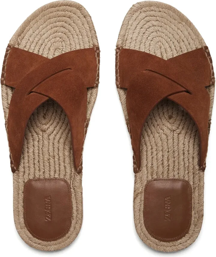 Crossover-Strap Suede Sandals - Image 4
