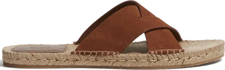 Crossover-Strap Suede Sandals