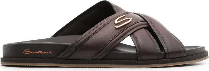 Crossover-Straps Leather Sandals
