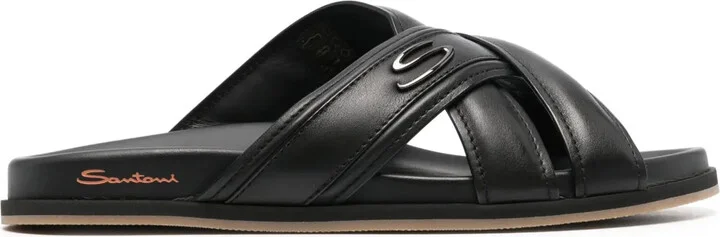 Crossover-Straps Leather Sandals