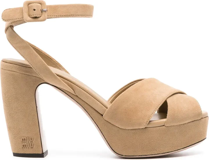 Crossover Suede Platform Sandals