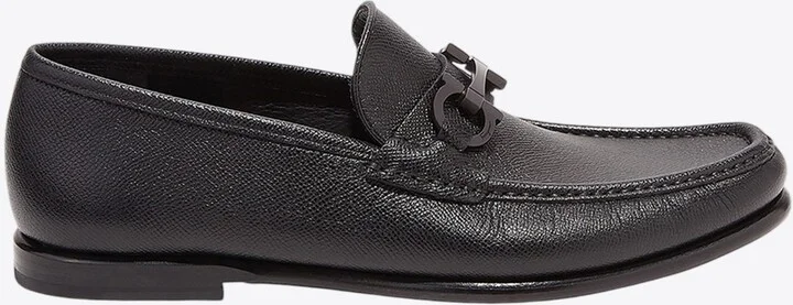 Crown Gancini Plaque Leather Loafers