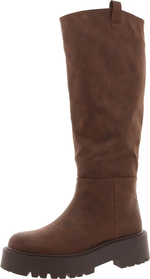 Crowww Womens Faux Leather Tall Knee-High Boots