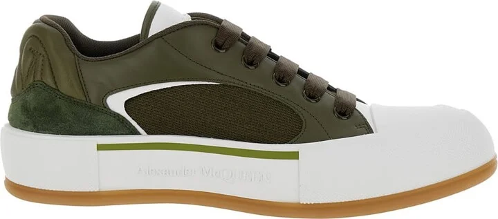 'cruis' Green Low Top Sneakers With Logo Detail In Leather And Fabric Man