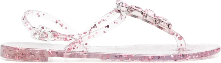 Crustal-Embellished Jelly Sandals