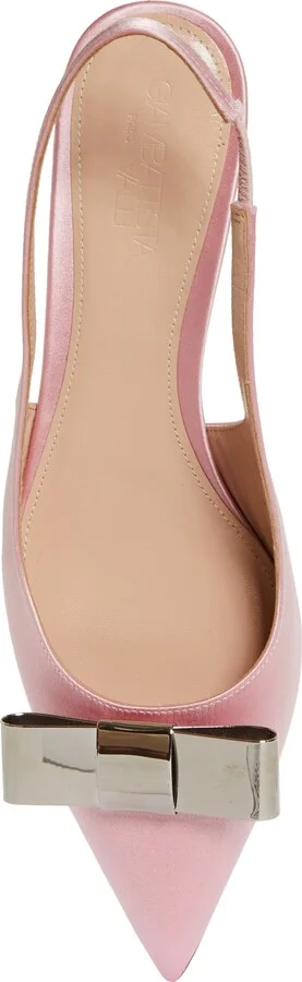 Crystal Ball Bow Pointed Toe Silk Slingback Pump - Image 6