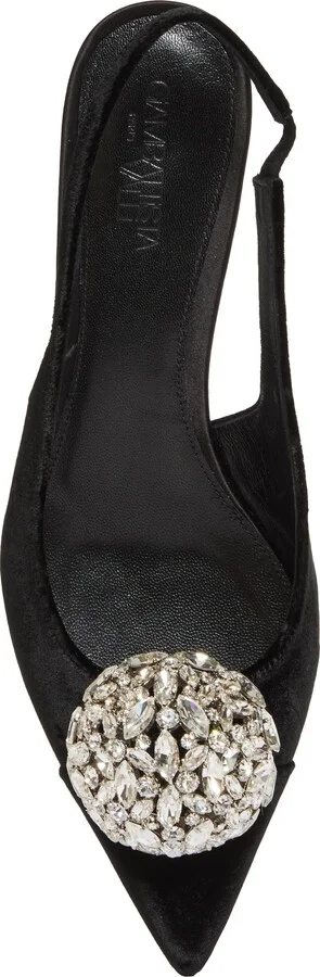 Crystal Ball Pointed Toe Velveteen Slingback Pump - Image 5