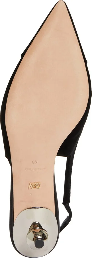 Crystal Ball Pointed Toe Velveteen Slingback Pump - Image 6