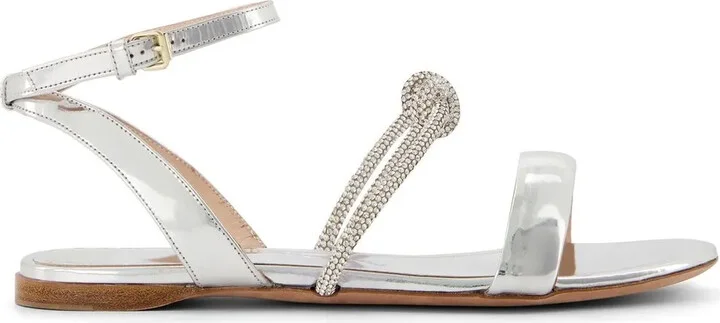 Crystal Bow Flat Sandals