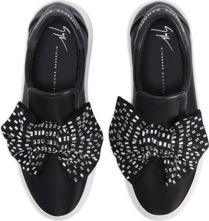 Crystal-Bow Leather Sneakers - Image 4