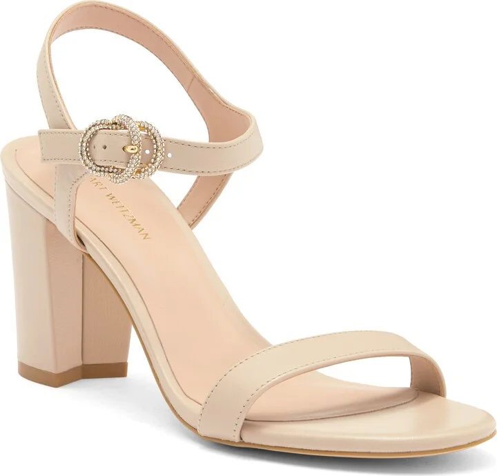 Crystal Buckle 75 Block Heel Sandal