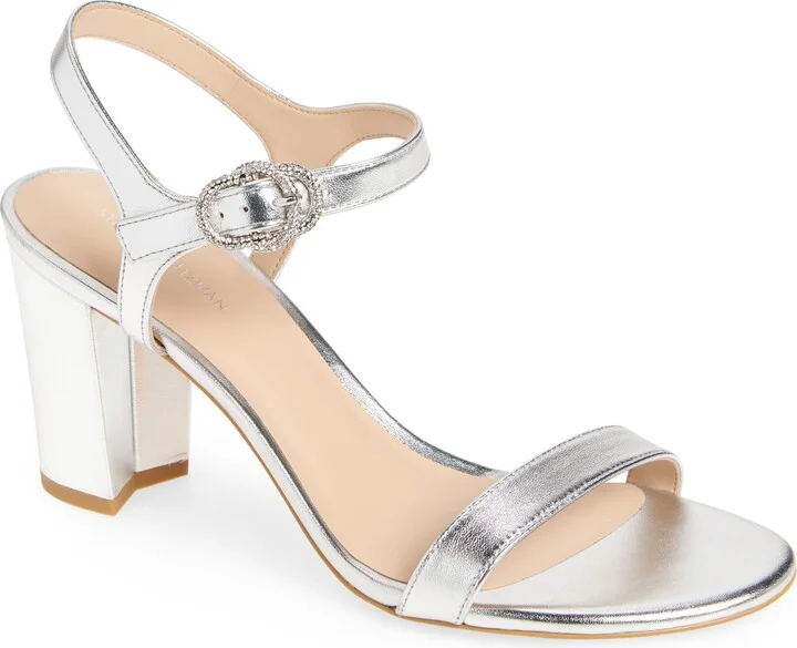 Crystal Buckle 75 Block Heel Sandal