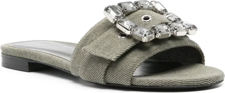 Crystal-Buckle Denim Slippers - Image 2