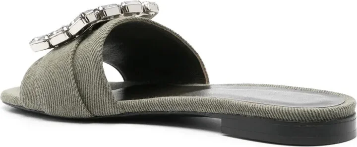 Crystal-Buckle Denim Slippers - Image 3