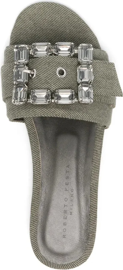 Crystal-Buckle Denim Slippers - Image 4