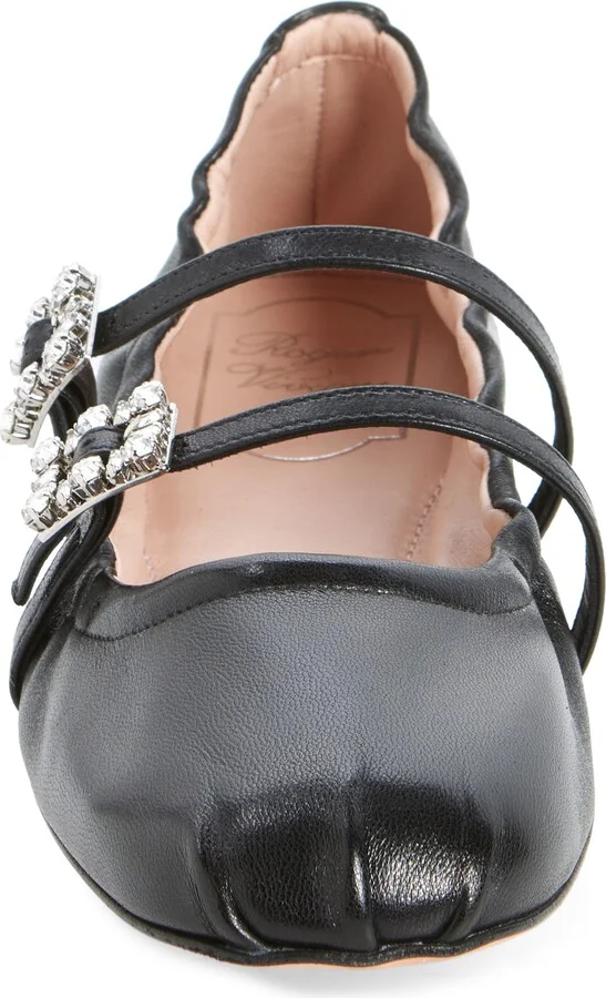 Crystal Buckle Double Strap Ballerina Mary Jane Flat - Image 4