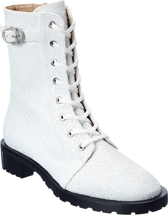 Crystal Buckle Lace-Up Bootie