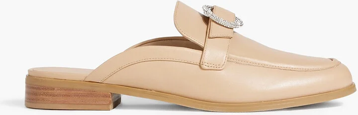 Crystal Buckle leather mule