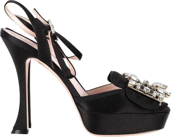 Crystal Buckle Platform Sandal Heels