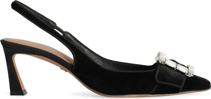 Crystal-Buckle Slingback Pumps