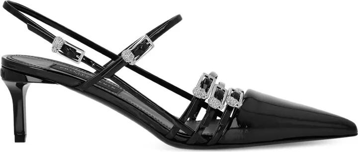 Crystal-Buckle Slingback Pumps