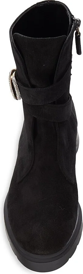 Crystal Buckle Suede Ankle Boots - Image 5