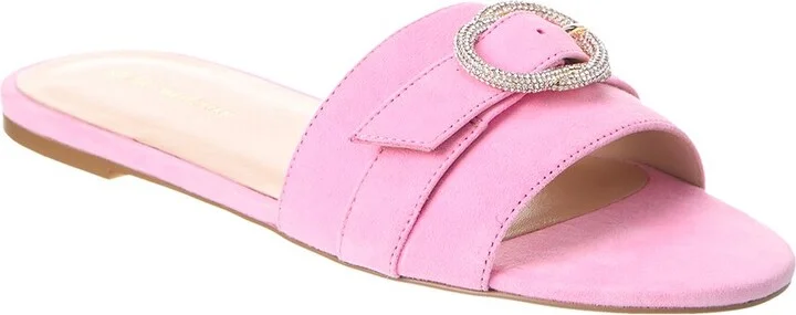Crystal Buckle Suede Slide