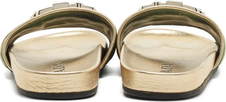 Crystal-Buckle Velvet Flat Sandals - Image 3
