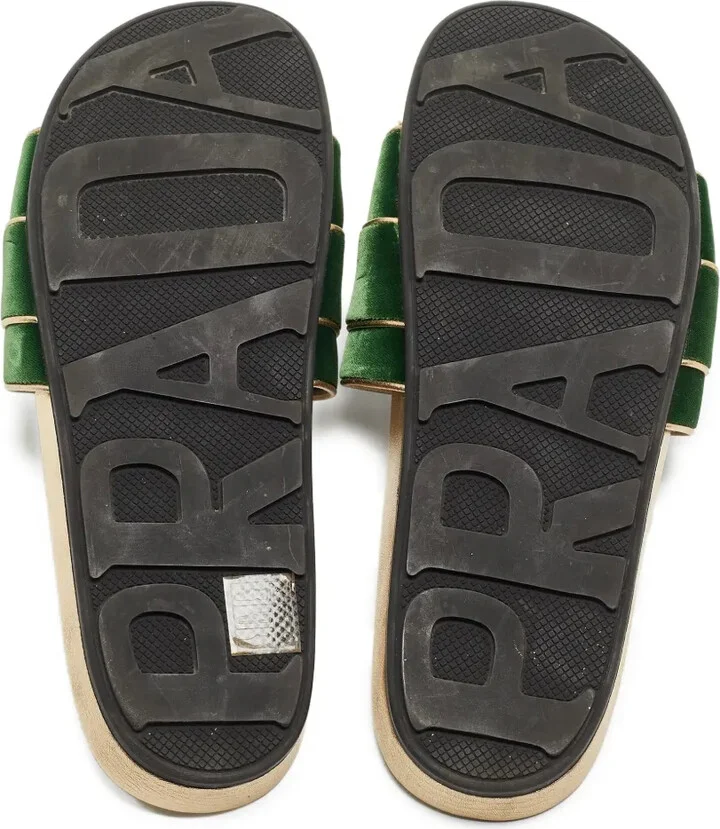 Crystal-Buckle Velvet Flat Sandals - Image 4