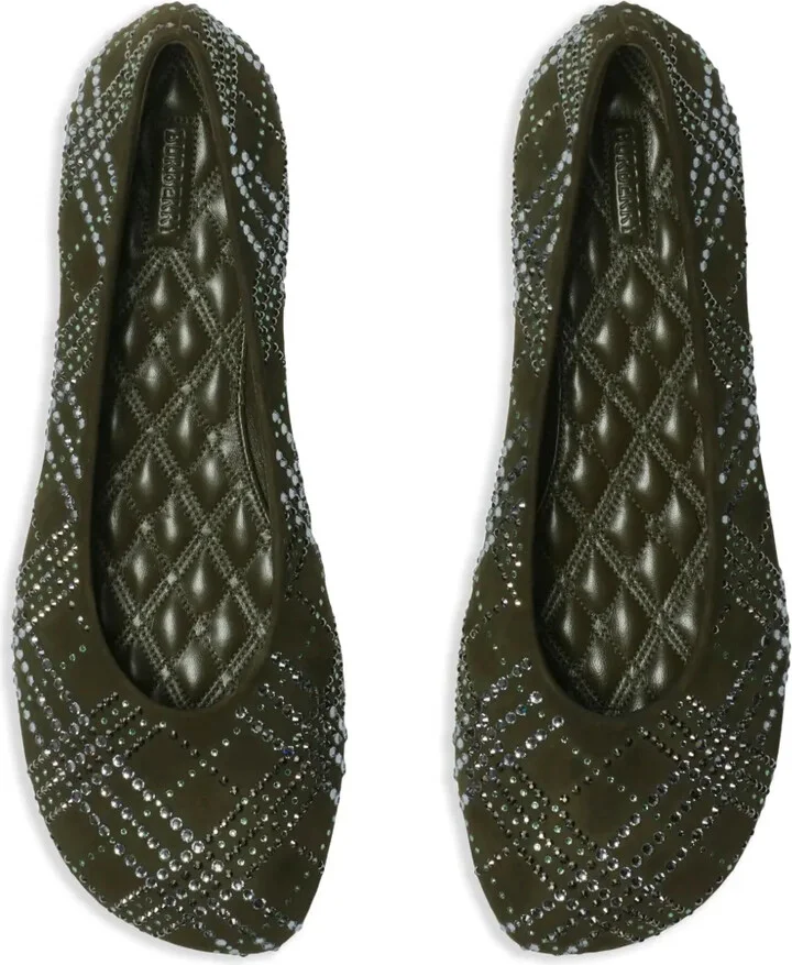 Crystal-Check Suede Ballet Flats - Image 4