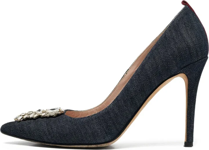 Crystal Denim Pumps
