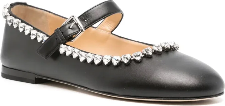 Crystal-Detailed Leather Ballerinas - Image 2