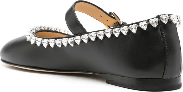 Crystal-Detailed Leather Ballerinas - Image 3