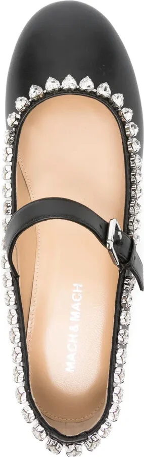 Crystal-Detailed Leather Ballerinas - Image 4