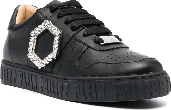 Crystal-Detailed Leather Sneakers - Image 2