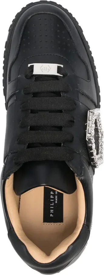 Crystal-Detailed Leather Sneakers - Image 4