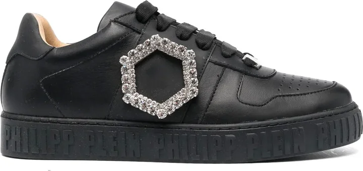 Crystal-Detailed Leather Sneakers