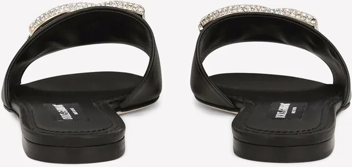 Crystal DG Bianca Slides in Leather - Image 2