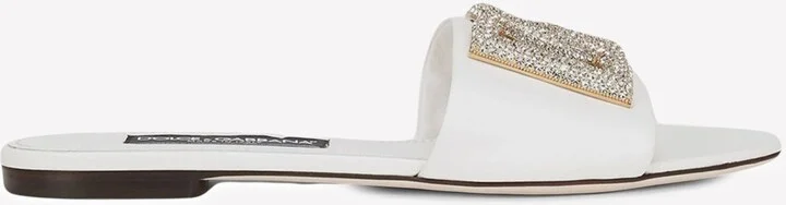 Crystal DG Bianca Slides in Leather