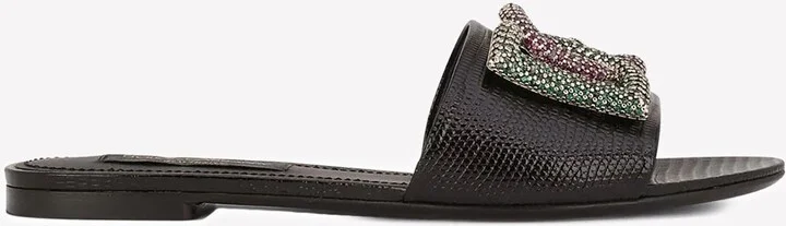 Crystal DG Slides in Leather