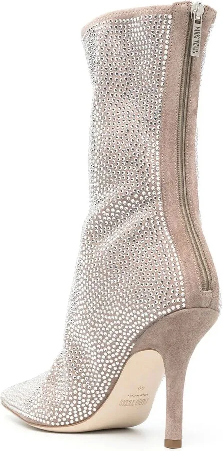Crystal-Embellished 105mm Pointed Boots - Image 3