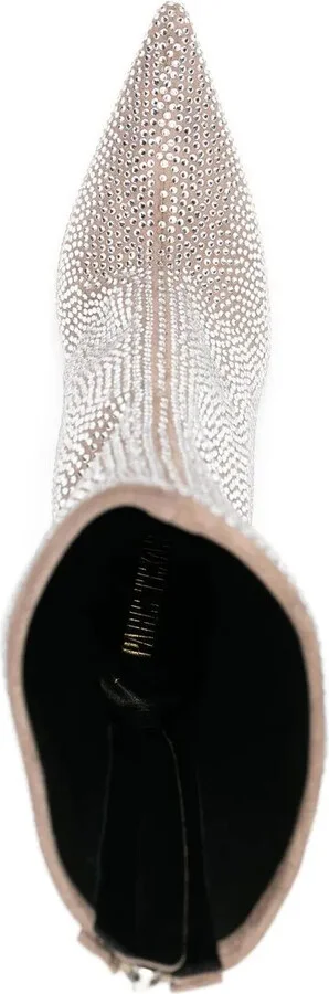 Crystal-Embellished 105mm Pointed Boots - Image 4
