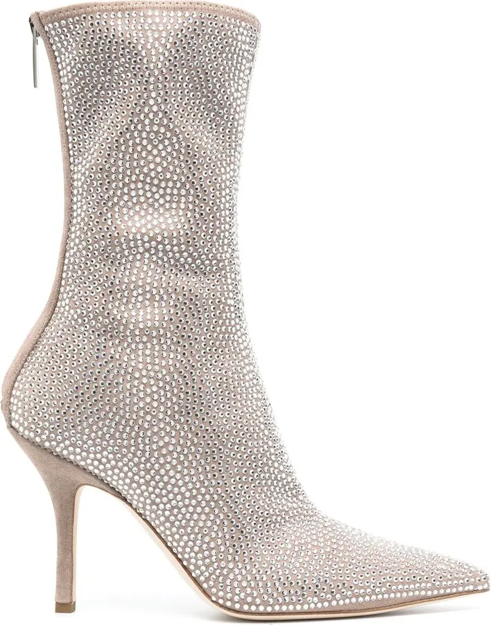 Crystal-Embellished 105mm Pointed Boots