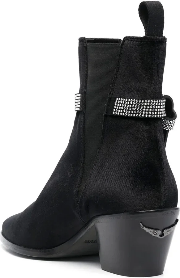 Crystal-Embellished 70mm Velvet Boots - Image 3