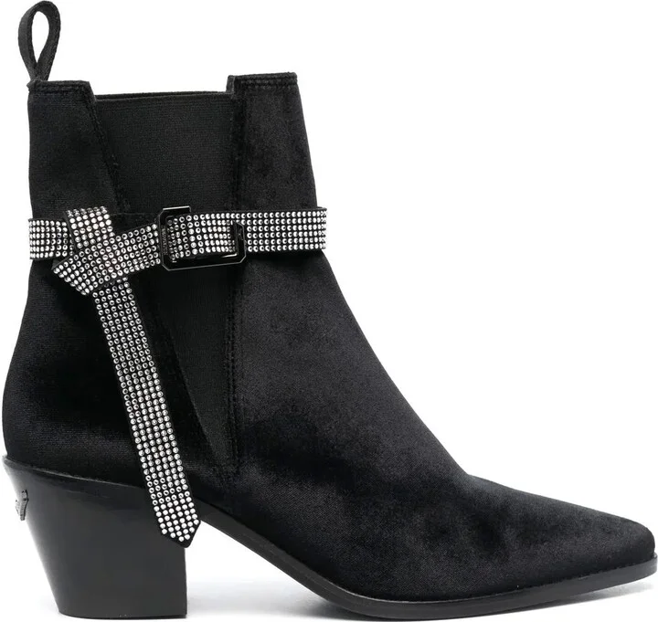 Crystal-Embellished 70mm Velvet Boots